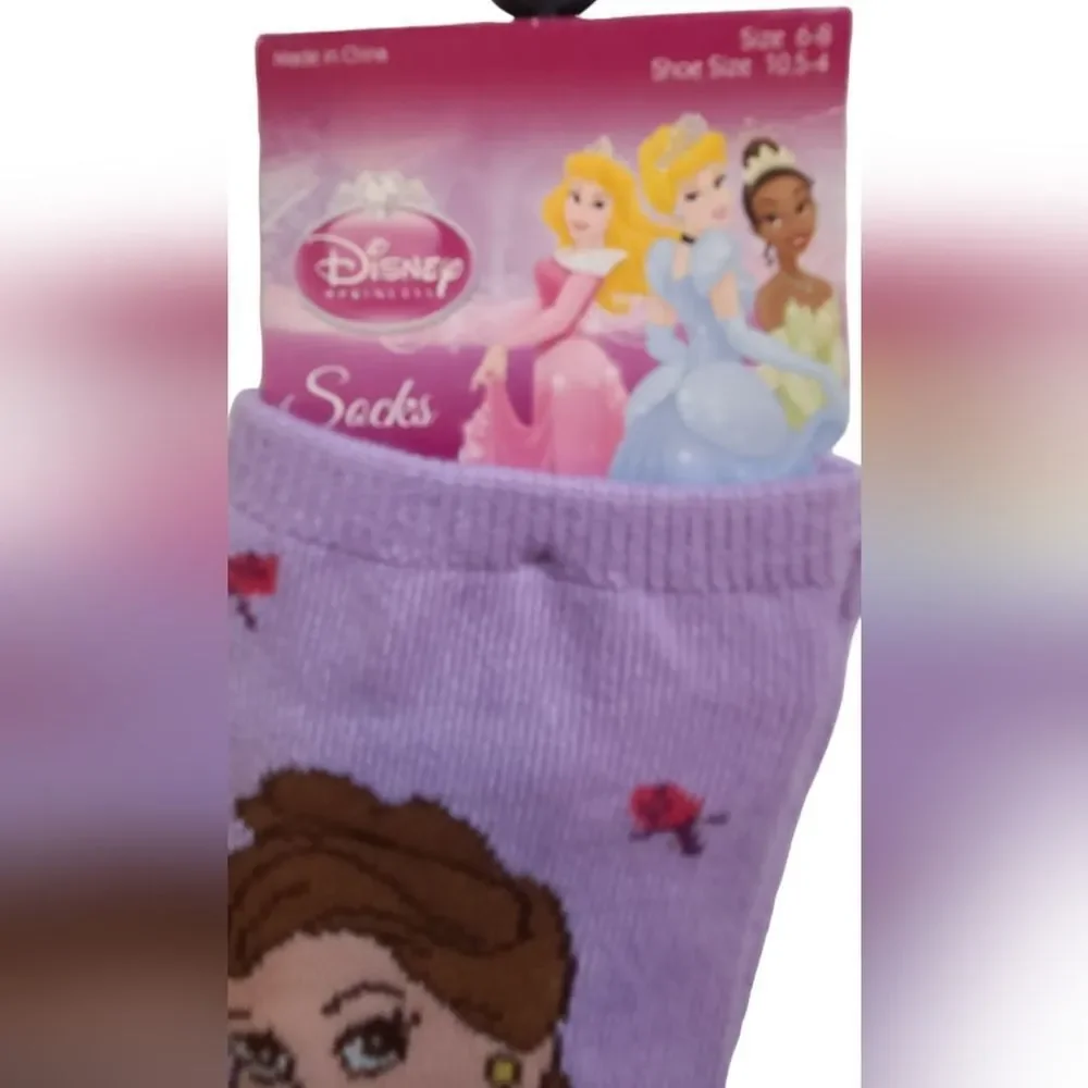 Disney Girls Socks Frozen Hearts Peace Signs Shoe Size 10 - 4 NWT‎